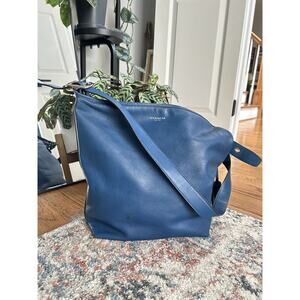 Vintage Coach 19893 Legacy Hobo Cognac XL Leather Shoulder Handbag Tassels Blue